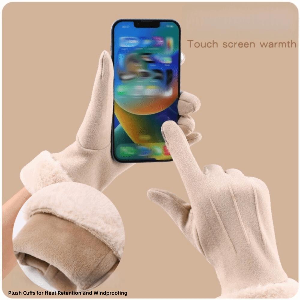 Thick Plush Gloves Outdoor Guantes Fashion Touchscreen Gloves Lady