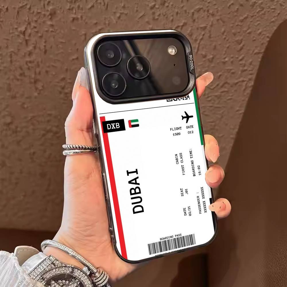 Boarding Pass Plane Ticket  Phone Case For iPhone 17 16 15 14 13 12 11 Pro Max Plus Silver candy Matte Cover