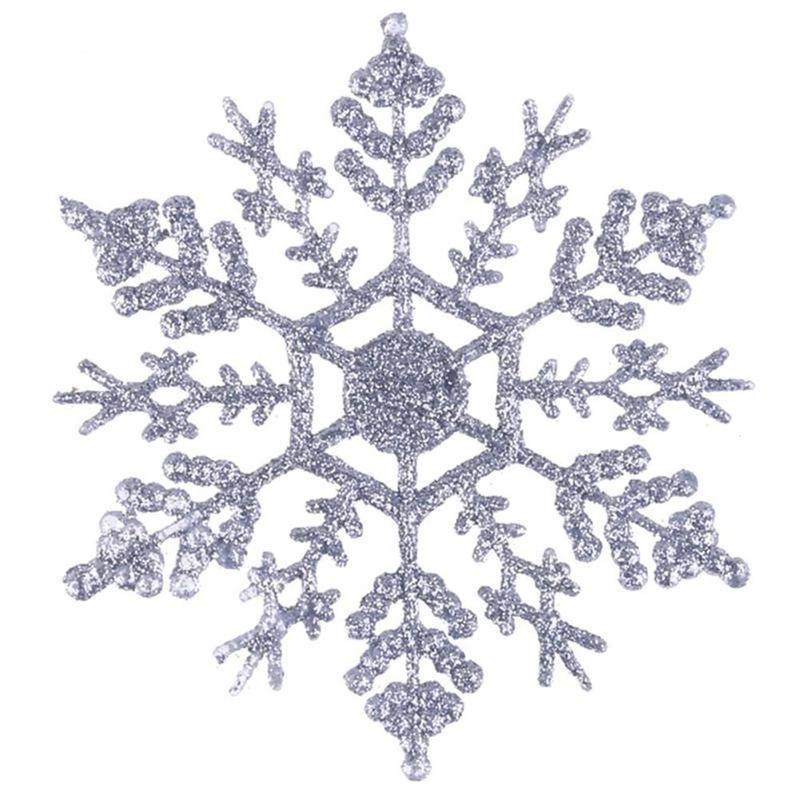 Merry Christmas Glitter Snowflakes Christmas Xmas Tree Ornaments Party Home Decoration