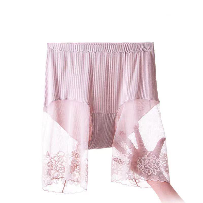 Safety Shorts For Women Summer Plus Size 5XL Solid Color High Waist Boxers Panties Sexy Lace Anti Chafing Pants