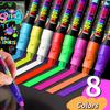 Набор из 8 ярких жидких меловых маркеров, стираемые флуоресцентные ручки со скошенным наконечником для светодиодной доски, меловой таблички