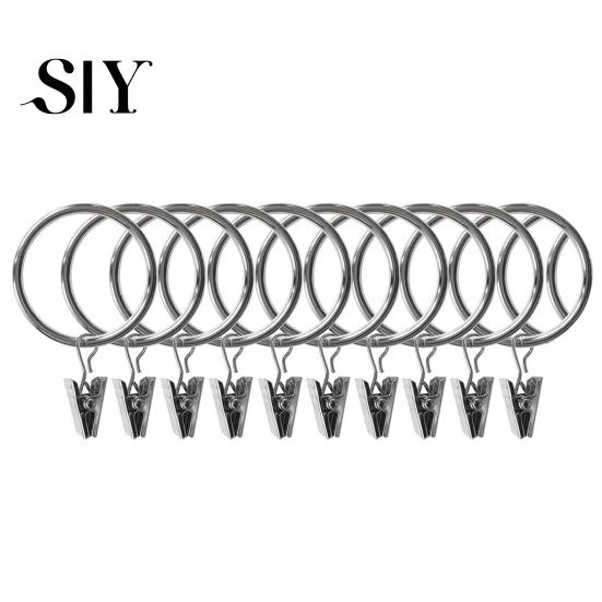 Curtain Hook Clip 10 Pcs Rings with Clips Polished Iron No Tools Needed Snap-On Design Easy Quick Installation to Use Curtains Clamps Hooks