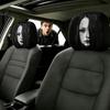 2Pcs Black Car Headrest Cover Scary Face Printing Car Headrest Protector Car Seat Cover  Halloween