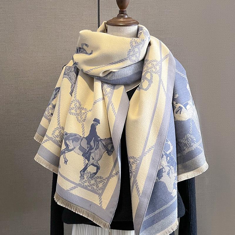 Новый ретро-модный искусственный кашемировый шарф для женщин зимой, утолщенный и теплый для шеи, шаль двойного назначения снаружи