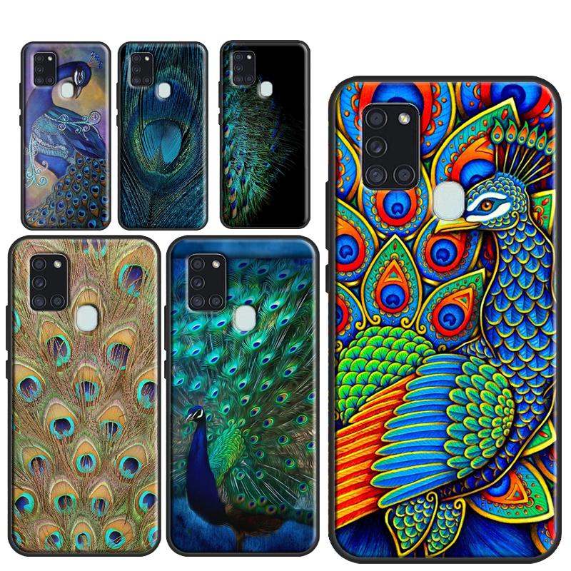 Bird Peacock Feather Case For Samsung Galaxy A54 A34 A14 A52 A32 A12 A22 A51 A71 A50 A13 A33 A53 A52S Phone Cover