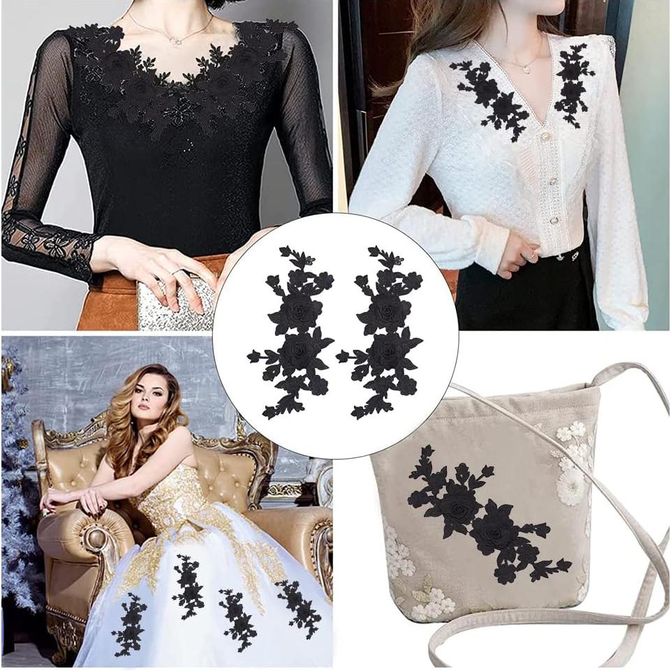 1 шт. черно-белые 3D розы цветы вышитые нашивки пришитые аппликации вышитые своими руками одежда