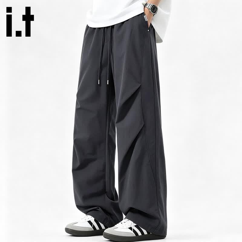 Fingercroxxit Men's Washed Cotton Straight Leg Casual Pants