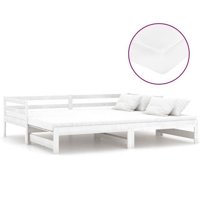 Maison Exclusive - Lit coulissant 2x(90x200) cm Blanc Bois de pin massif
