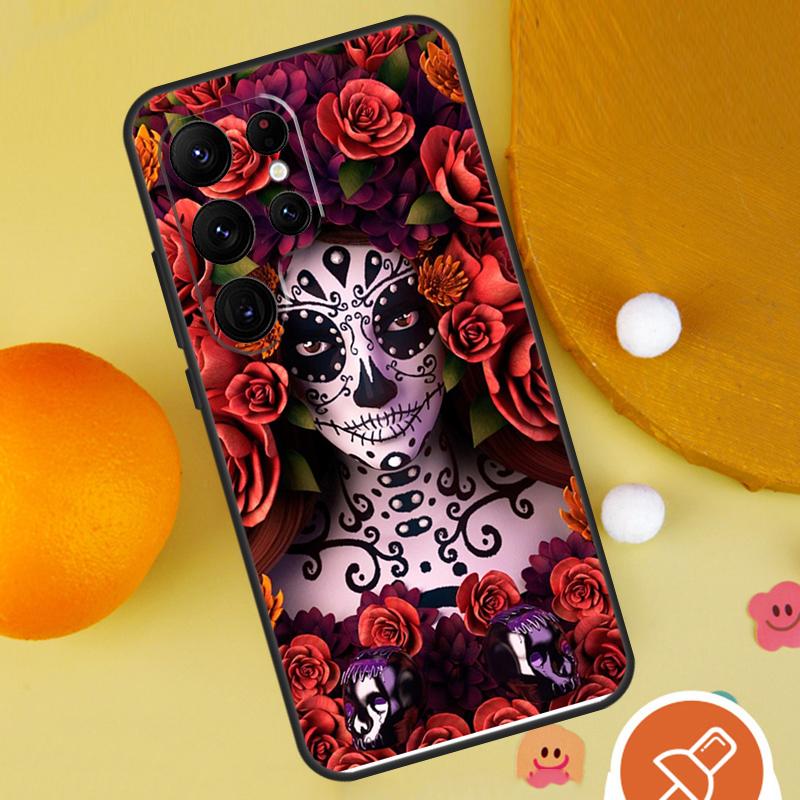 Чехол для телефона с рисунком мексиканского черепа и девушки для Samsung Galaxy S25 Ultra S24 S22 S21 Ultra S9 S10 S20 Plus S23 FE Funda Cover