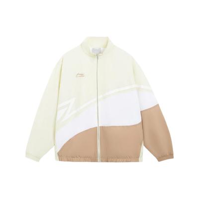 Li-Ning Куртка свободного кроя с логотипом Color Block и воротником-стойкой, унисекс, цвет «белая кость» AJDQ036-9