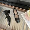 2025 весна и осень новая мода универсальный толстый каблук французский маленький ароматный пэчворк квадратный носок туфли Мэри Джейн женская обувь