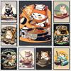 Japanese Sushi Cat Chef Gourmet Posters Samurai Cat Art Aesthetics Canvas Painting Kitchen Dining Room Wall Home Decor Picture