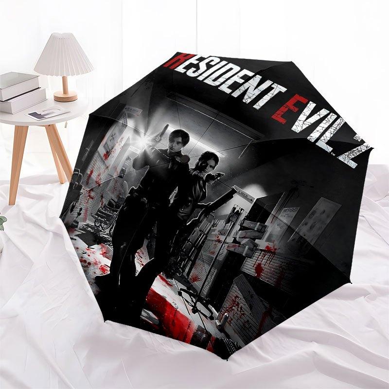 1 шт. Автоматический складной зонт Resident Evil с удобной трехскладной конструкцией, 8 металлических спиц - для уличного ежедневного использования, путешествий A11