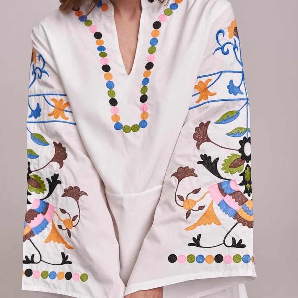 Women's Dress with Floral Embroidery In the Ukrainian Style Stephanie