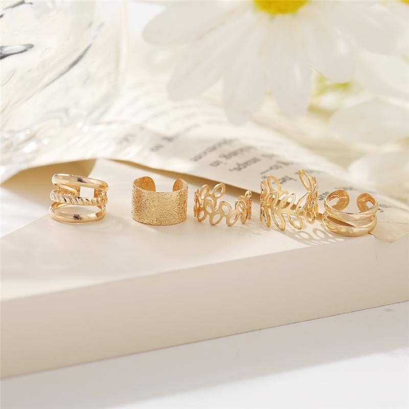 5/7/12PCS Ear Cuff Gold Color Leaves Non-Piercing Ear Clips Fake Cartilage Earrings Clip Earrings For Women Men Wholesale Jewelry