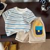 2Pcs/Set Summer Baby Boys Girls Clothing Casual Newborn Set Cute Stripe Short sleeved Shirt+Shorts Pants Baby Set