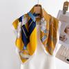 70cm Foulard Carre En Soie Imprime Pour Femmes, Design De Luxe, Bandeau Cheval En Satin Doux, Foulard De Bureau
