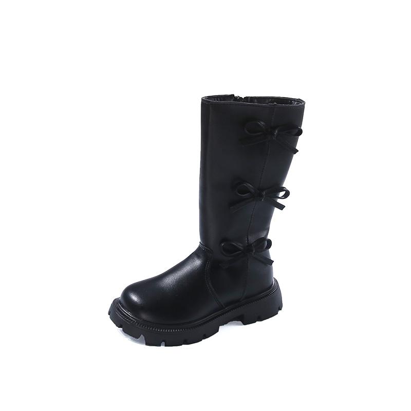 Девочки Полусапожки Элегантный Бантик Детская Мода Сапожки Принцессы Милые Весенне-Осенние Детские Повседневные Сапоги Пэчворк Круглый Носок