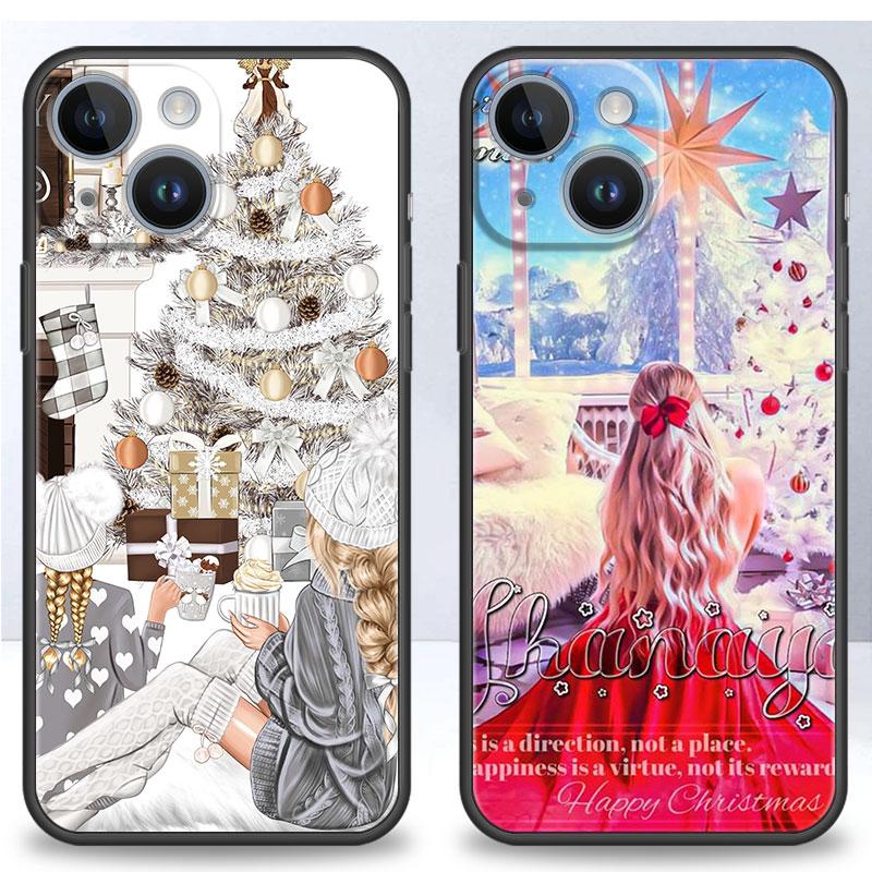 Чехол Merry Christmas Gift Girl для Apple iPhone 11 XR XS X 14 Plus 7 8 6S 13 Pro Max SE 12 Mini 14Pro 7+, силиконовый матовый чехол