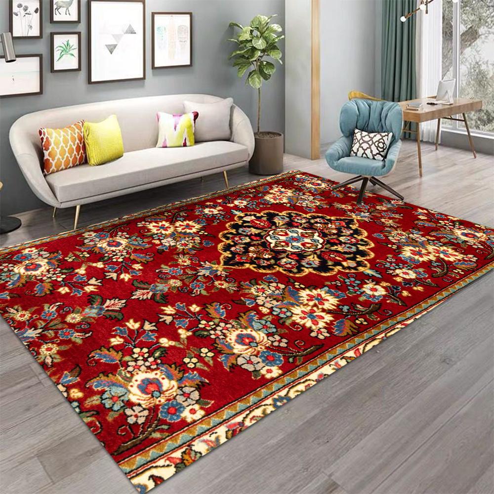 Bohemian Ethnic Style Carpet Retro Living Room Carpet Washable Dining Room Interior Door Mat Kitchen Area Decoration Carpet