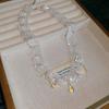 Boho Vintage Glass Bead Chain Necklace Bracelet Set Women Geometric Electroplated Finish Lightweight Statement