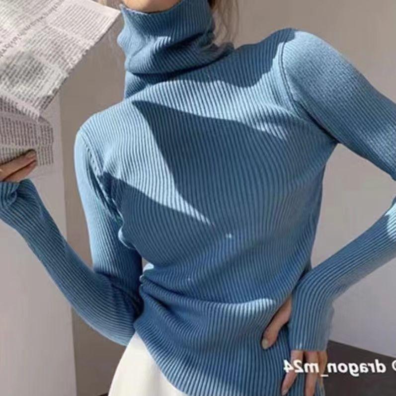 Весна Осень Водолазка с ворсом и рукавами-пальцами Зимний трикотажный базовый универсальный женский топ