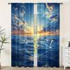 2 шт., Шторы для окон Океан и чайки 100% полиэстер, Без электричества Украшения для вечеринки Использование для праздника