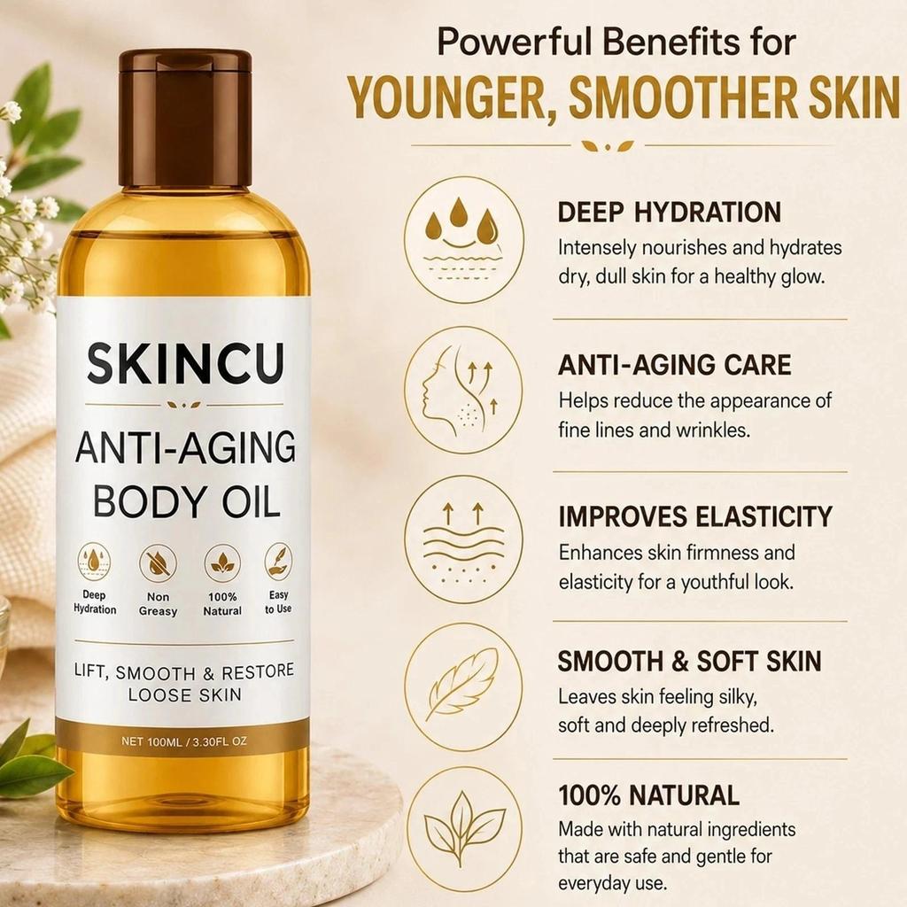 SKINCU Масло для тела, Увлажняющее и питательное масло для ухода за кожей, Помогает улучшить мягкость кожи, Легкий ежедневный уход за телом, Набор из 5 шт.
