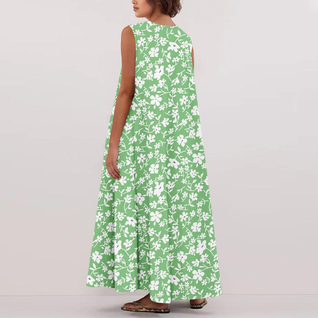 Женская Мода Повседневная А-силуэт Цветочный Принт Эффект Молотка Свободная Длинная Юбка с Карманами