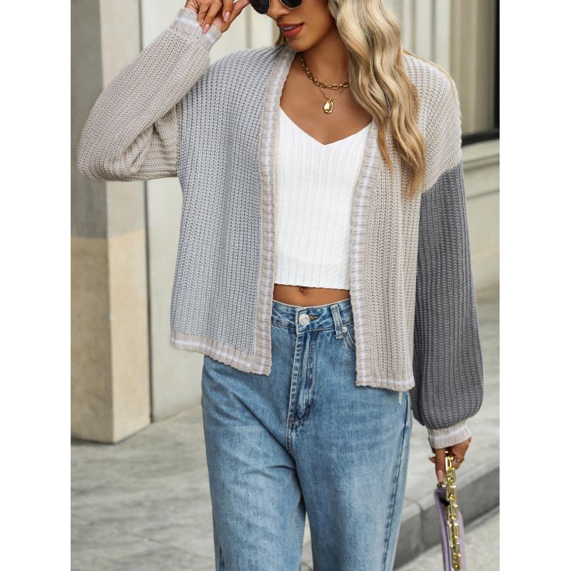 Autumn And Winter Temperament Commuter Loose Splicing Women's Knitted Cardigan Jacket Sweater