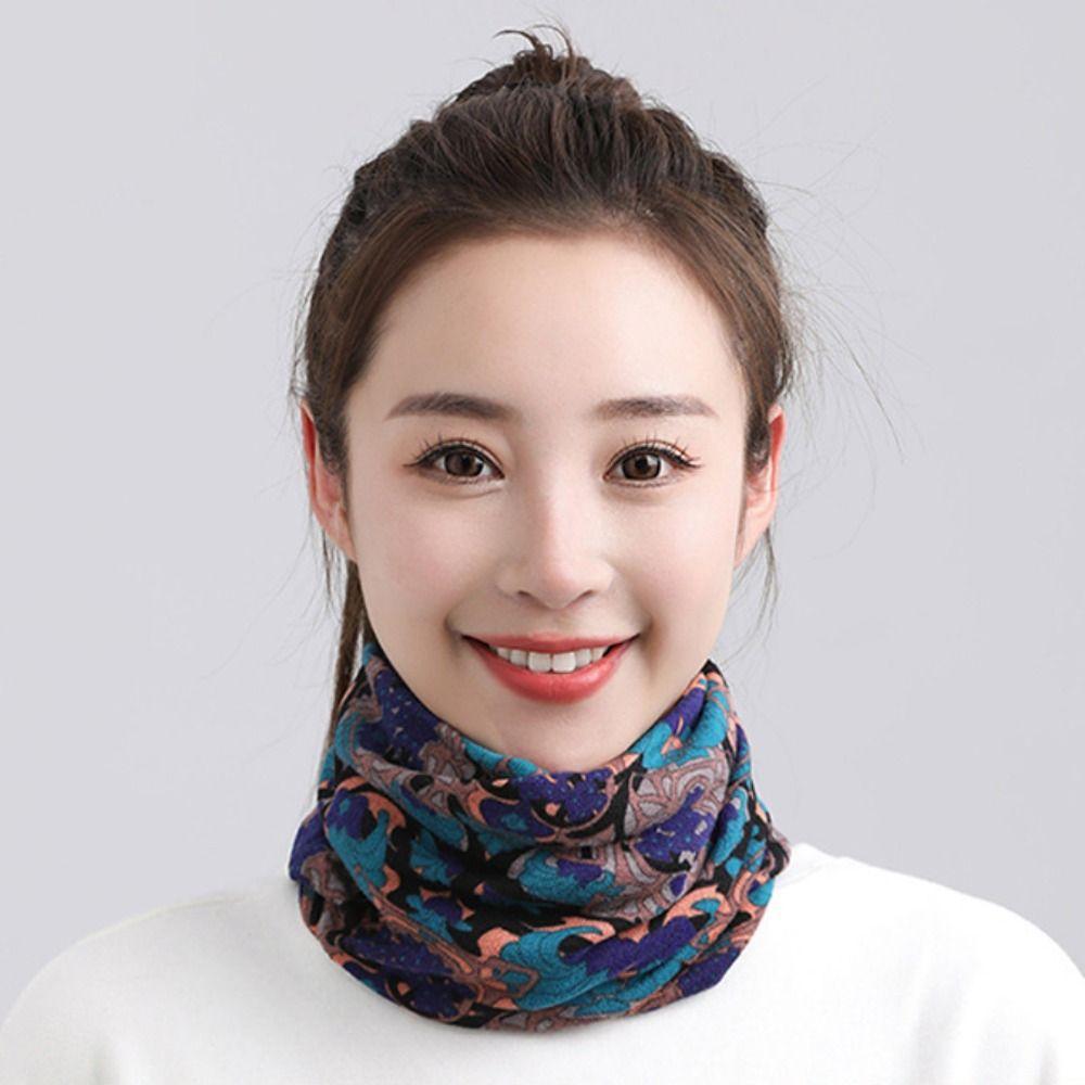 Multi-purpose Women Printed Scarf Casual Warm Face Mask New Twisted Cap
