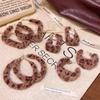 Retro Leopard Geometric Furry Earrings for Women - Hong Kong Style