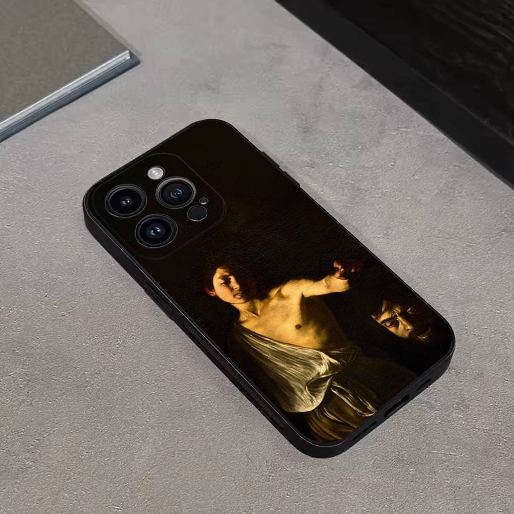 Классические картины Караваджо Для iPhone 17,16,15,14,13,12,11,Pro,Max,Plus,E,SE4,Air,Mini Черный Мягкий Чехол для Телефона