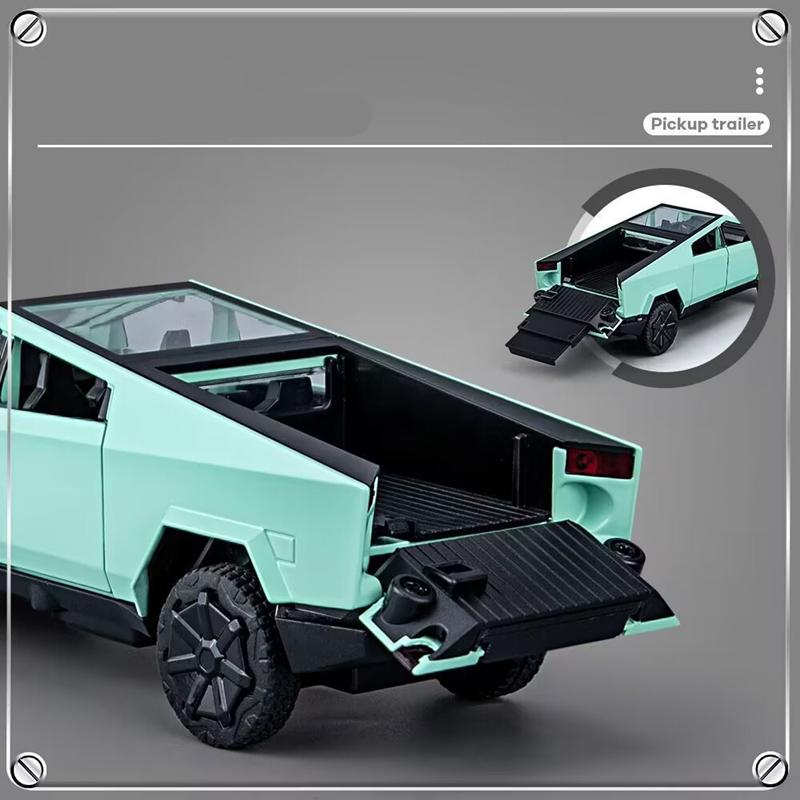 1/32 Cyber Toy Truck Pickup Alloy Car Model Diecasts Off-road Vehicles Truck Car Model Sound Light Kids Toys Gift With Suitcase