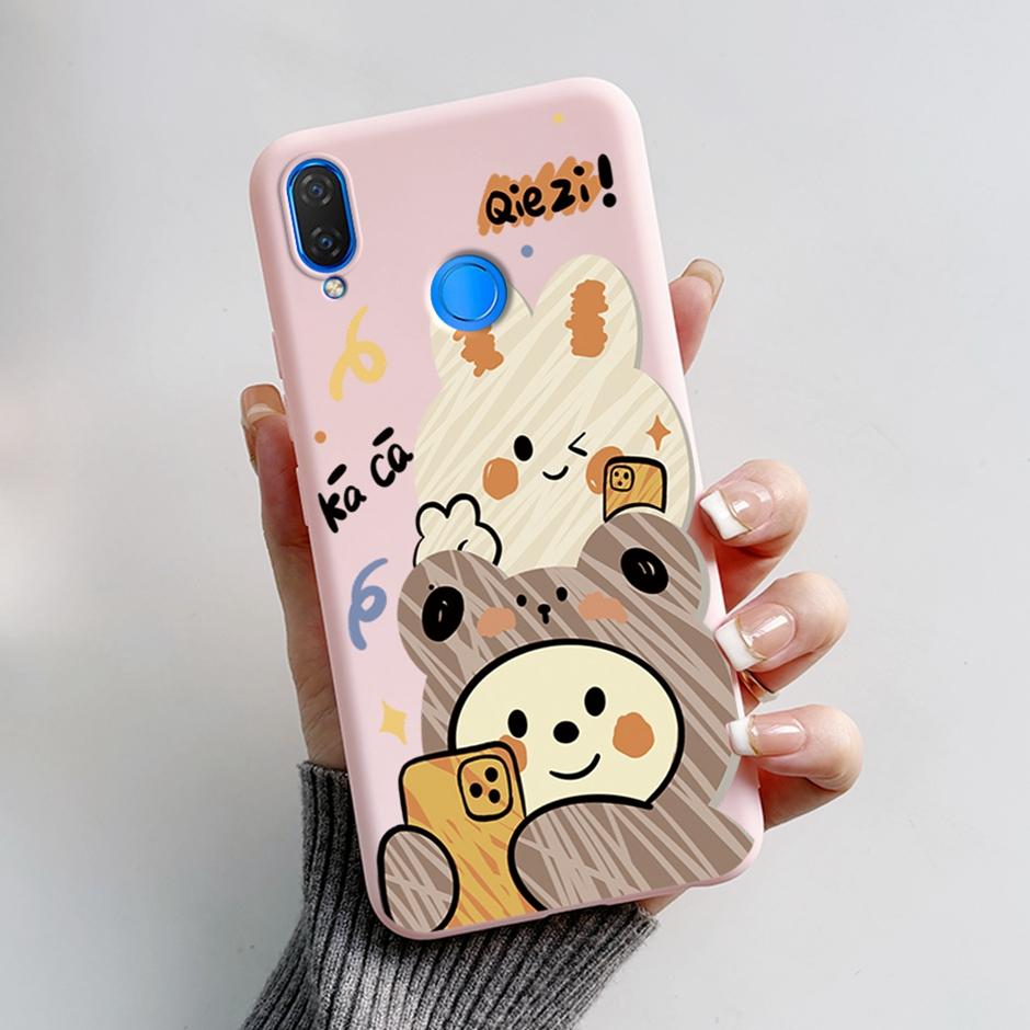 Cute Rabbit Photograph Phone Case For Honor 10 Lite Liquid Silicone Cover Shell For Huawei P smart 2019 Graffiti Bumper