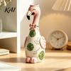 Durable Resin Sculpture Vase Cute Flamingo Decorative Vase, Pink Flower Holder Figurine, Small Tabletop Statue Decor Ornament for Dried Artificial