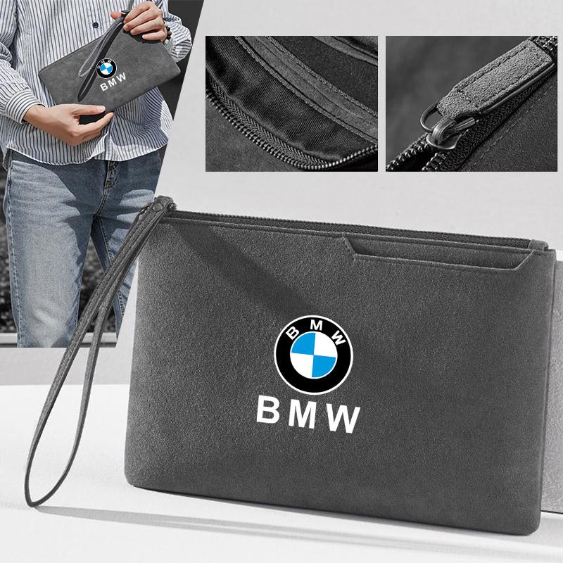 WKRA1 Fashion Car Portable Storage Bag Suede Leather Zipper Wallet For BMW X1 X2 X3 X4 X5 X6 X7 GT E53 E70 E71 F25 E84 M Sticker