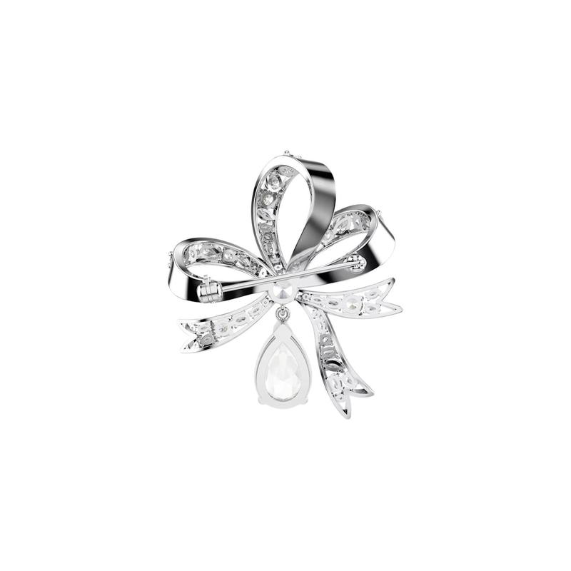 Swarovski Hyperbola Bow Shape Cubic Zirconia Brooch Women's Silver 5680678