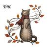 Autumn Theme Door Decorations Cat Metal Wall Decor, Fall Tin Sign Plaque, Swing Decorative Crafts for Home Art Decoration Thanksgiving Harvest
