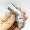 1/8" 1/4" 3/8" 1/2" 3/4" 1" BSPT Male 6 8 10 12 15 20 25 32 mm Hose Barb 45 Degree Elbow Connector 304 Stainless Pipe Fitting