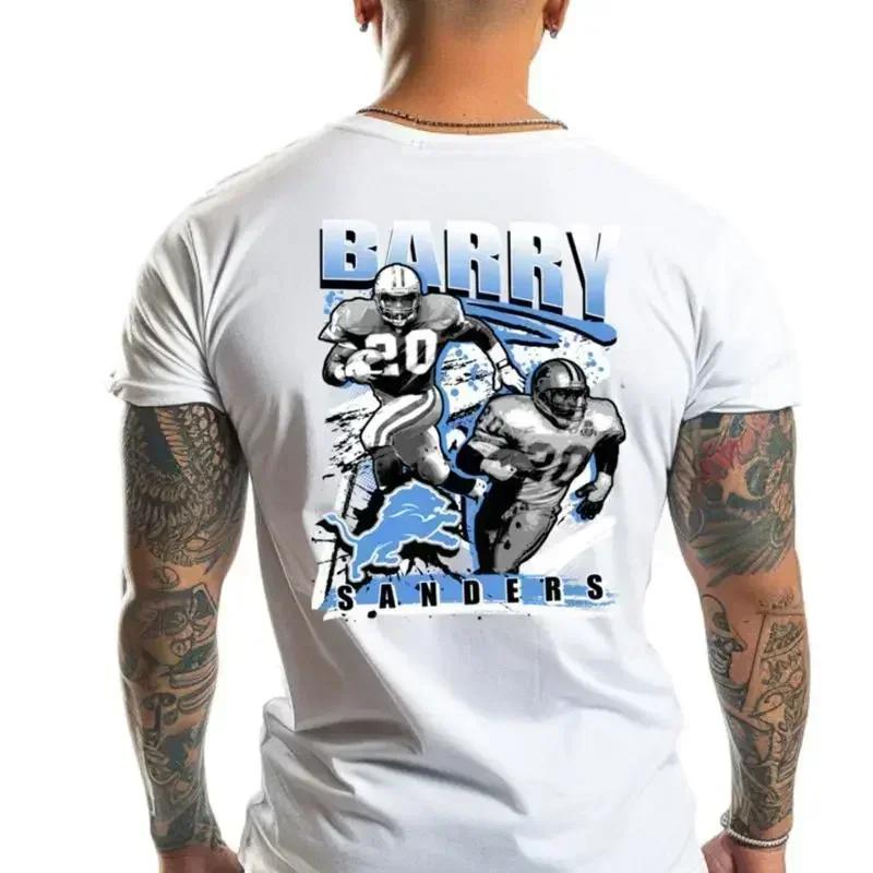 New Art Society X Swod Barry Sanders White Front Back T Shirt Small 5xlarge