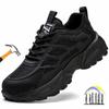 Work Sneakers for Women Men Comfortable Work Shoes Light Safety Shoes Anti-puncture Black Work Shoes Men Steel Toe Cap Sneakers
