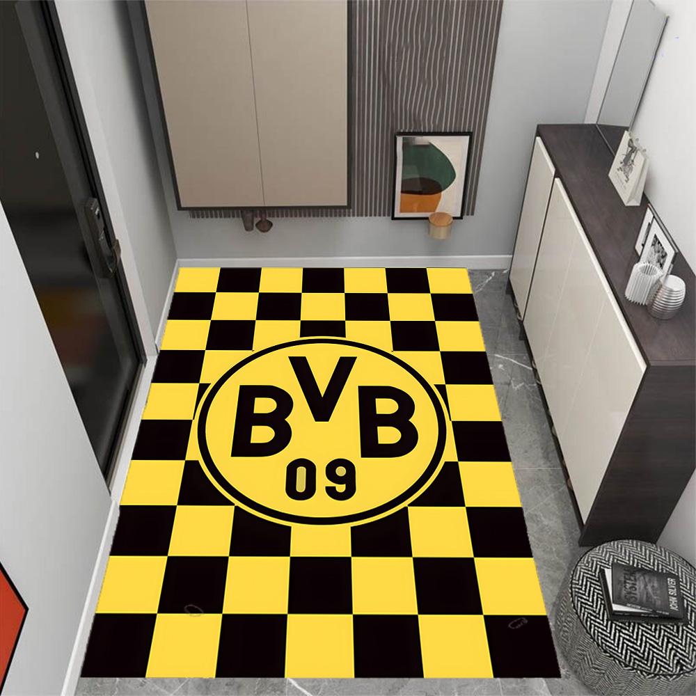 Нескользящие коврики с логотипом Bvb 09 в стиле Splatter Art - Полиэстер, Декор для дома, Подходят для спален, гостиных, прихожих, студий и в качестве декора