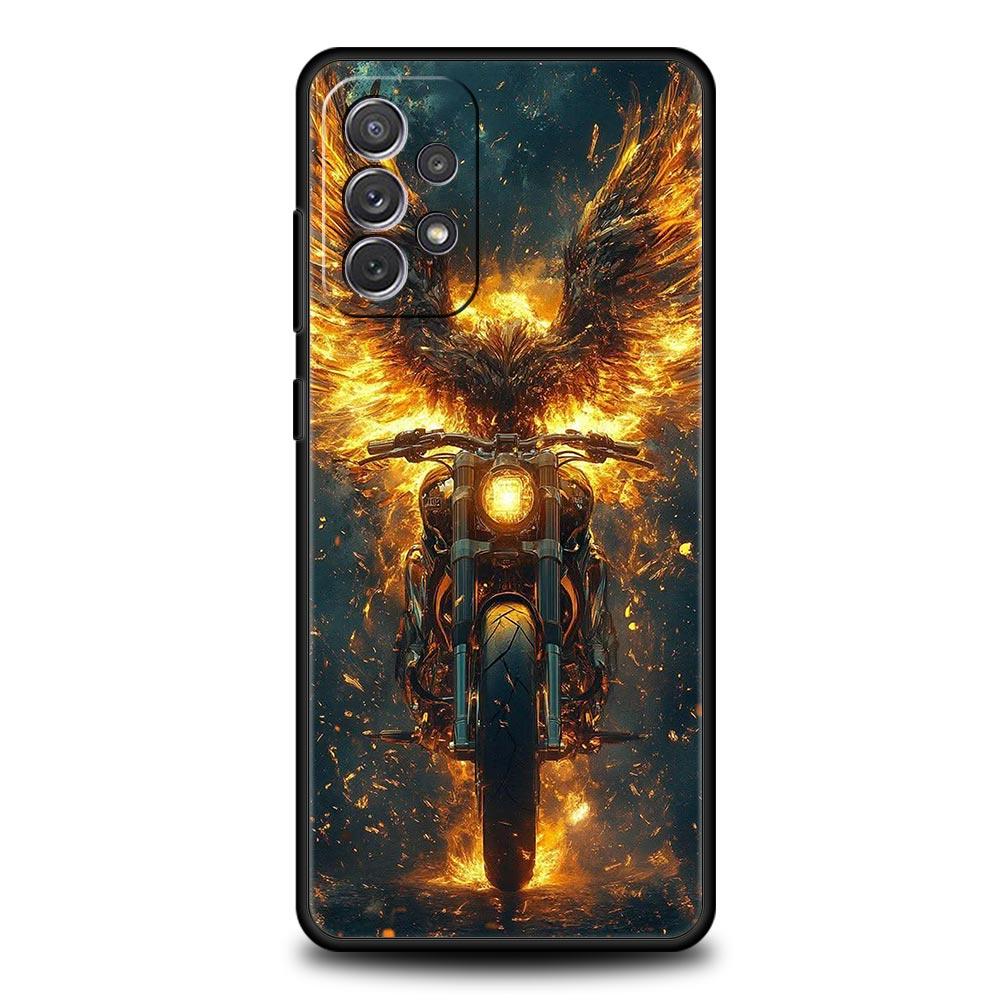 Motorcycle Phone Case for Samsung Galaxy A55 A35 A17 A07 A15 A13 A25 A51 A71 A72 A73 A32 A52 A52S A41 5G Soft TPU Shell Fundas