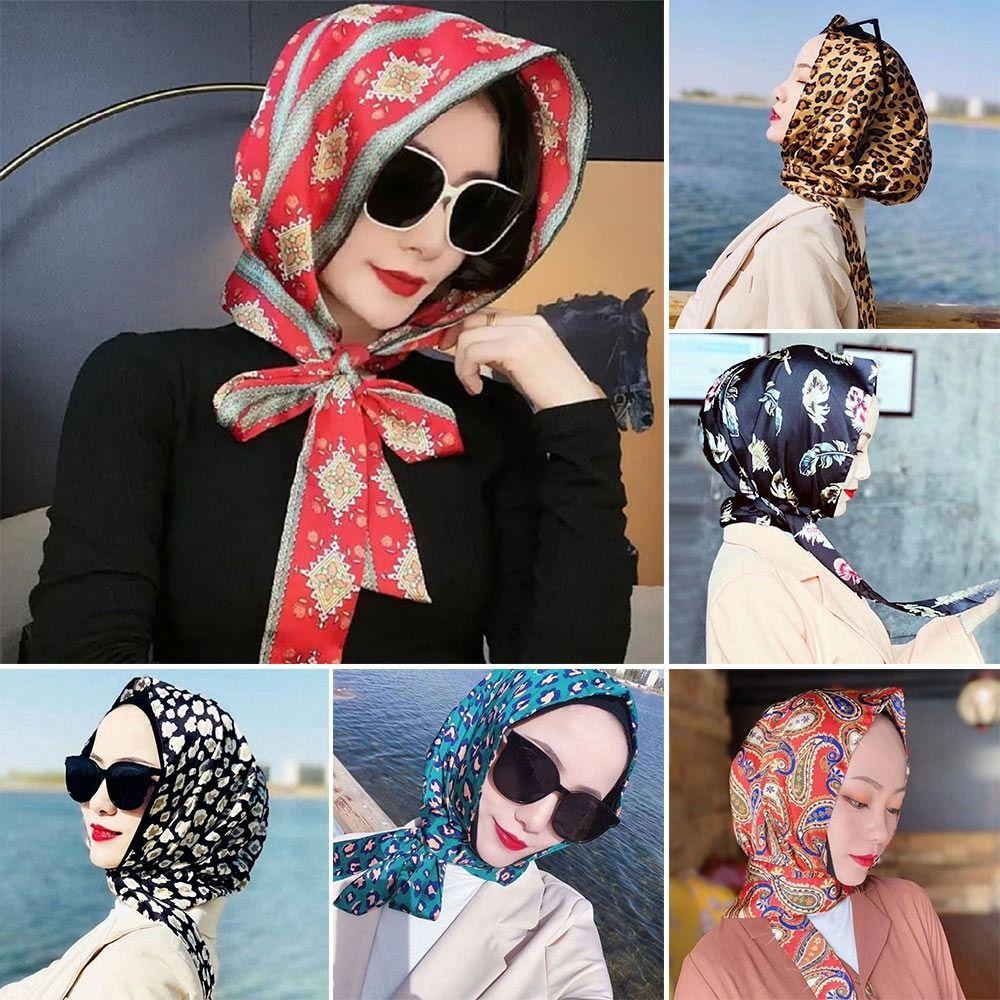 Soft Simulation Silk Islamic Hat Headscarf Hijab Cap Baotou Hat Muslim Turban