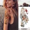 Hot Sale 1PC Waterproof Temporary Tattoo Sticker Rose Flower Tattoo Skull Flower Body Art Arm False Sleeve Tattoo Women