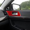 RED Door Handle Panel Cover Carbon Fiber Sticker For Mitsubishi LANCER 2008-2015
