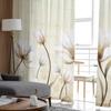 Flower Retro Tulip Plant Pastoral Style Bedroom Transparent Sheer Curtains Holiday Decoration Window Voile Tulle Curtain
