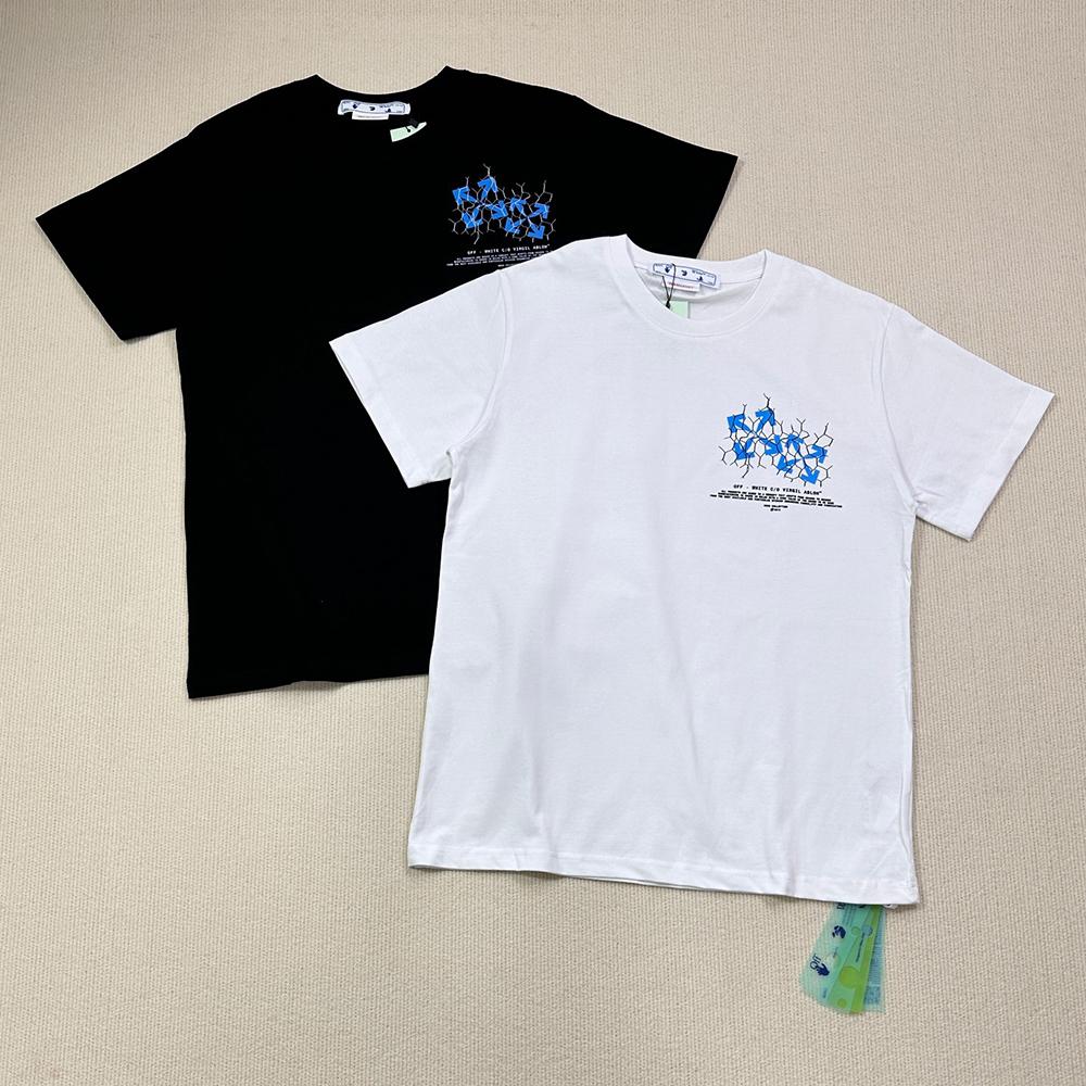 Off-White Летняя новинка 2025 года с принтом Lightning Blue Arrow, классическая футболка с короткими рукавами для мужчин и женщин