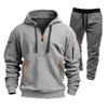 Men's Winter Fleece Multi-pocket Zipper Sweatshirt Suit Personalized Casual Hoodie Suit